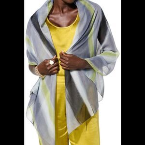 WynneLayers Women's Watercolor Stripe Scarf Chartreuse Combo